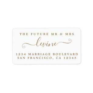 Gold Script Future Mr Mrs Wedding Return Address Label