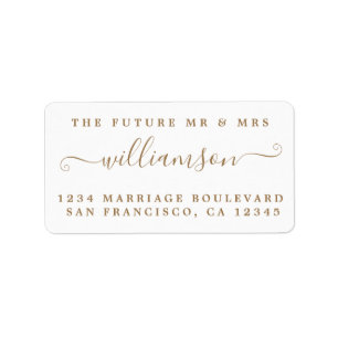Gold Script Future Mr Mrs Wedding Return Address Label