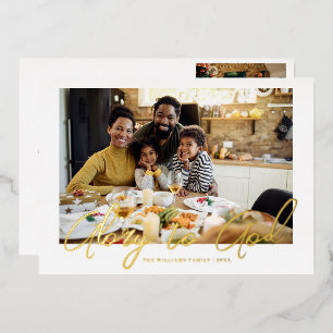 Gold Script Glory to God Christmas Holiday Photo