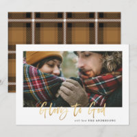 Gold script glory to god mustard tartan photo