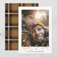 Gold script glory to god mustard tartan photo