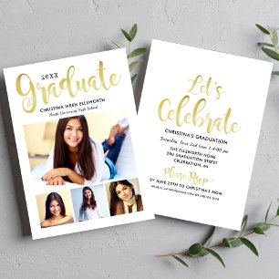 Gold Script Graduate Photo Collage Party 2026 Invitation