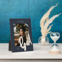 gold script graduation announcement photo card pla