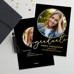 Gold Script Graduation Multi Photo Template