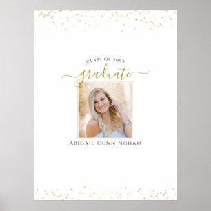 Gold Script Graduation Photo Signature Party Poster