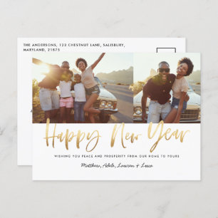 gold script happy new year multi photo new year holiday postcard