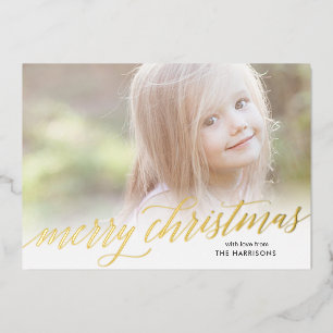 Gold Script Joyeux Noël Foil Carte de vacances