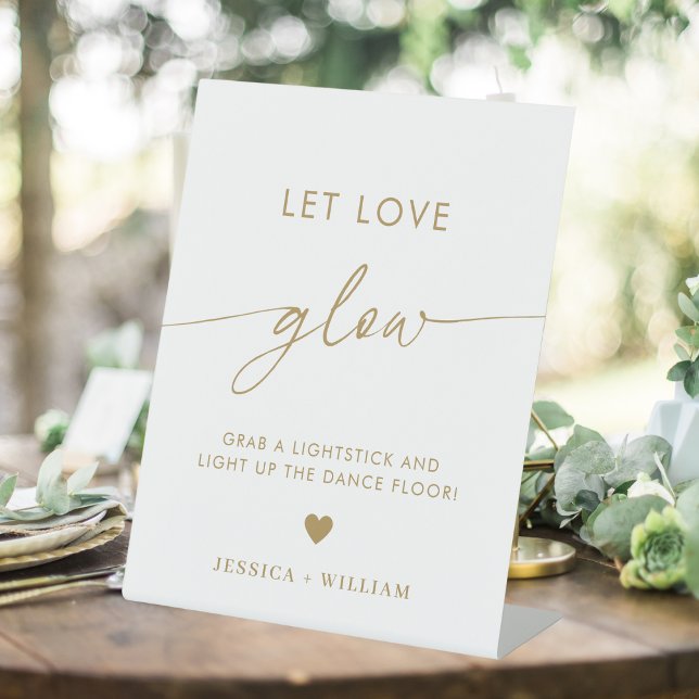 Gold Script Let Love Glow Wedding Glow Stick Sign (Creator Uploaded)