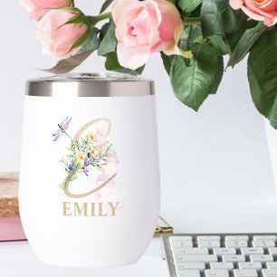Gold Script Letter E Monogram Personalized Name