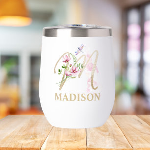 Gold Script Letter M Monogram Personalized Name