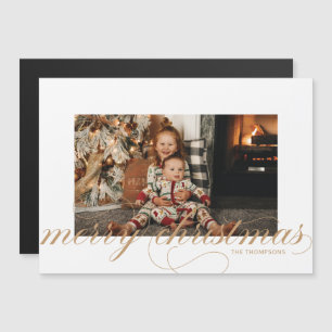 Gold Script Merry Christmas Elegant Photo Postcard