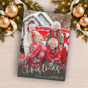 Gold Script Merry Christmas Photo Holiday Card