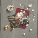 Gold script merry Christmas stars 1 photo elegant Holiday Card<br><div class="desc">Gold merry Christmas stars photo holiday card. With a script text and gold effect design,  burgundy back ground color can be change to suit your style.</div>