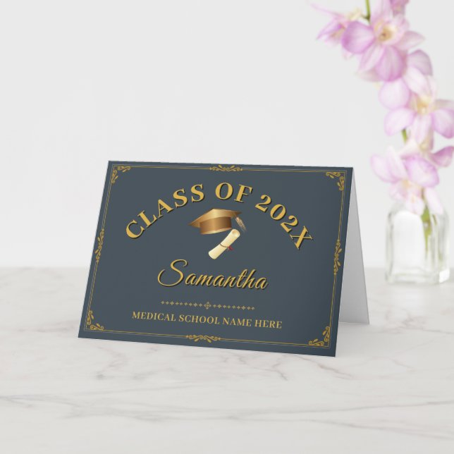 Gold Script Minimalist Custom Name Class of 2026  Card (Orchid)