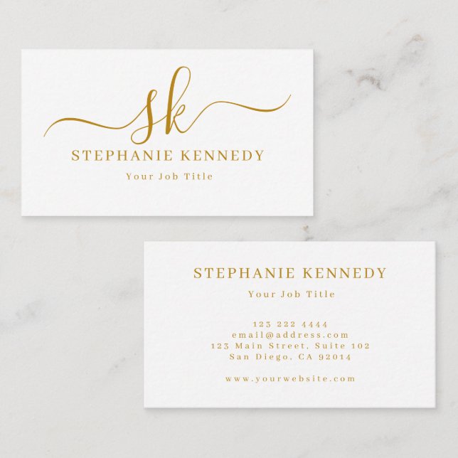 Gold Script Modern Business Card (Front/Back)