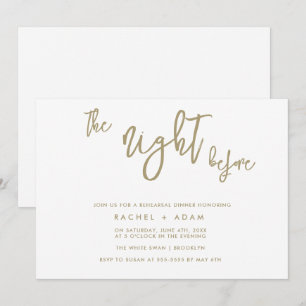 Gold Script Modern Rehearsal Dinner Invitation