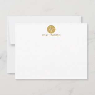 Gold Script Monogram Circle Modern Elegant Classic Card