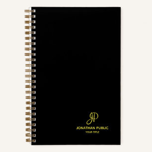 Gold Script Monogram Initial Handwritten Template Notebook