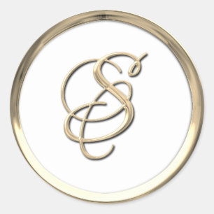 Gold Script Monogram Initial S on any colour Classic Round Sticker