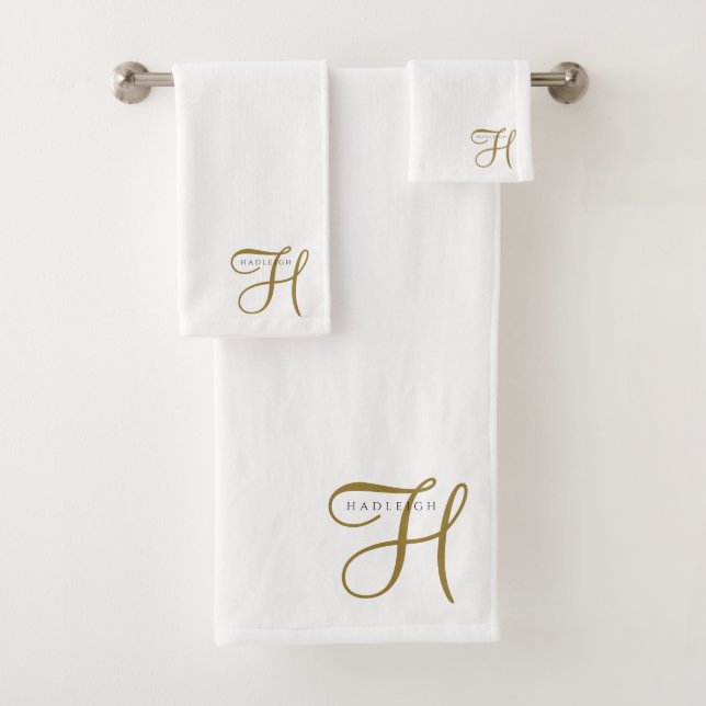 Gold Script Monogram Towel (Insitu)