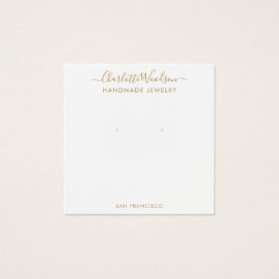 Gold Script Name Earring Jewellery Display Card