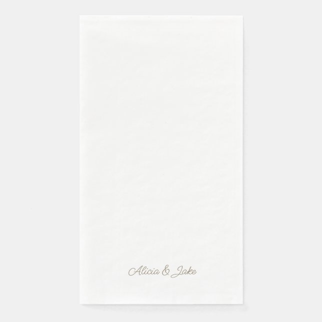Gold Script Names Personalized Wedding Napkin (Front)