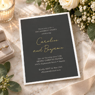 Gold Script Names Soft Black Engagement Party