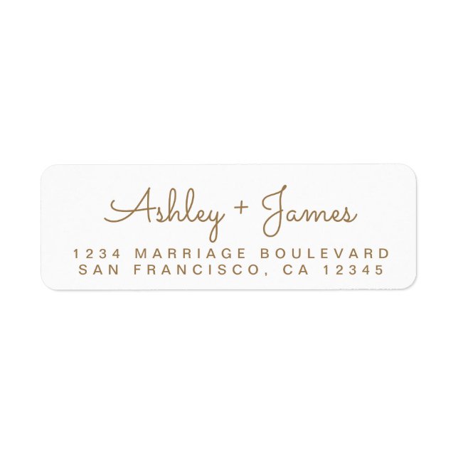 Gold Script Names Wedding Return Address (Front)