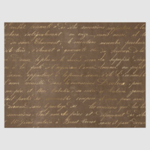 Gold Script on Brown Decoupage Tissue Paper