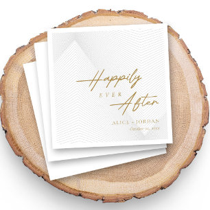 Gold Script on Geometric Lace Personalized Wedding Napkin