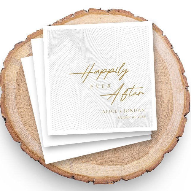 Gold Script on Geometric Lace Personalized Wedding Napkin (Vintage Lace & Geometric Wedding Napkins - Gold)