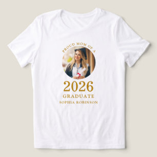 Gold Script Photo Proud Mom of 2026 Graduate Tri-Blend Shirt