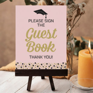 Gold Script Please Sign The Guest Book Grad Sign