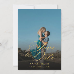 Gold Script Qr Code Photo Wedding Save The Date
