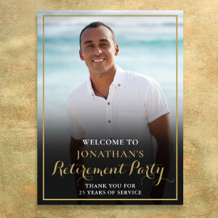 Gold Script Retirement Party Photo Welcome Sign