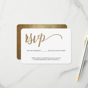 Gold Script RSVP without mailing Reserved Seat Card