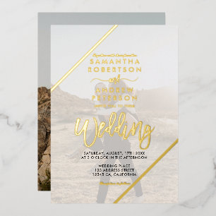 Gold script stripes chic wedding 2 photos