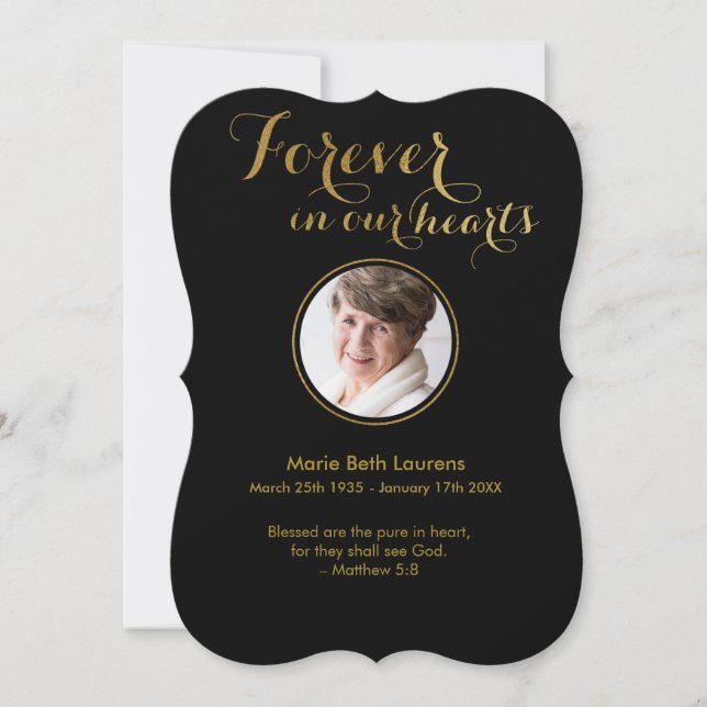 Gold Script Sympathy Thank You Card with P (Front)