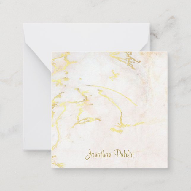 Gold Script Text Marble Handwritten Template (Front)