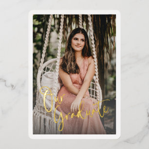 Gold Script Text Overlay Graduation Photo