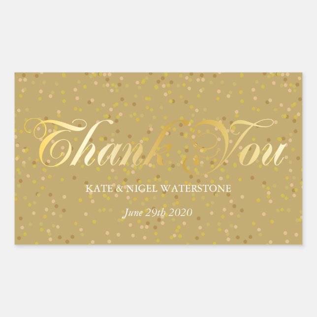 Gold Script Thank You and Gold Dust Sticker (Front)