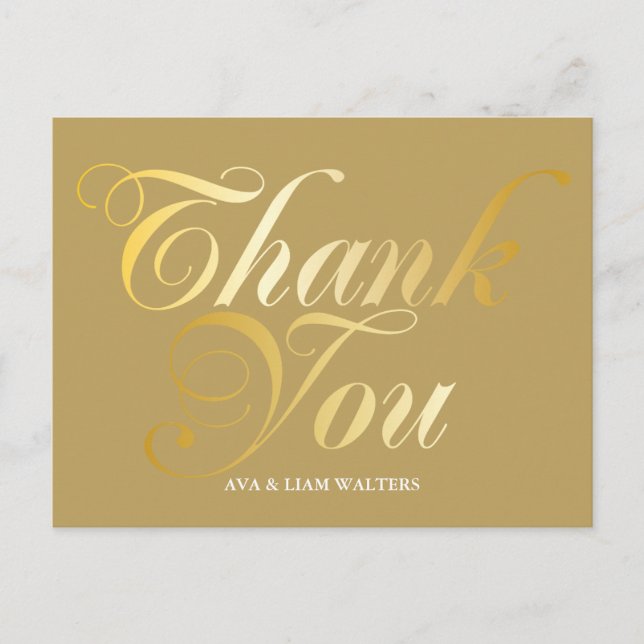 Gold Script Thank You Postcard (Front)