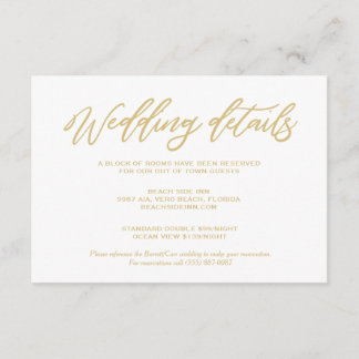 Gold Script Wedding Details Hotel Accommodations Enclosure Card