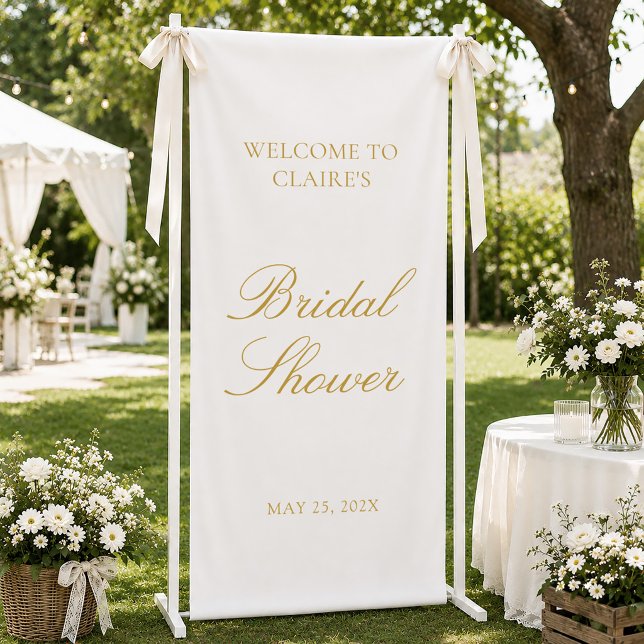 Gold Script Wedding Welcome Bridal Shower Engaged Banner (Creator Uploaded)