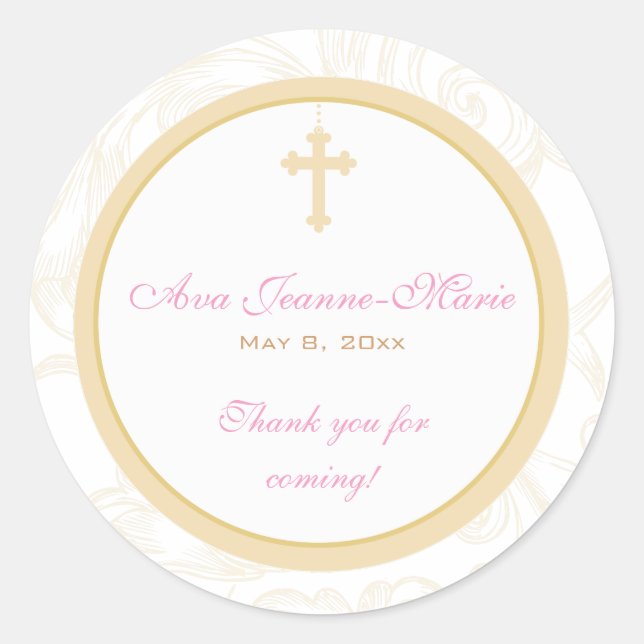 Gold Scroll Cross Address Label/Favour Sticker (Front)