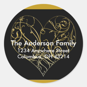 Gold Scroll Heart Design 1 - Étiquettes d'adresse 