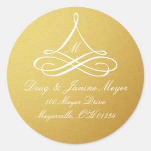 Gold Scroll Ornament Address Label Stickers