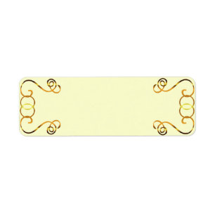 Gold Scrolls on Yellow Return Address Label