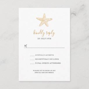 Gold Sea Shell wedding rsvp for buffet Card