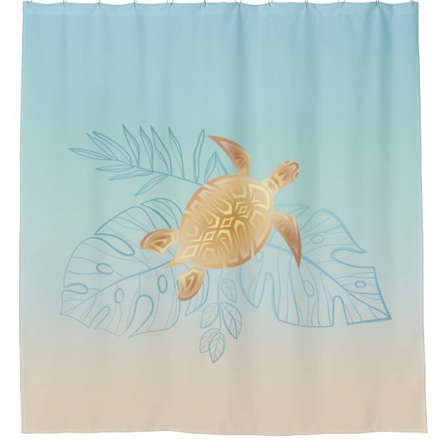 Gold Sea Turtle Tropical Leaves (Front)